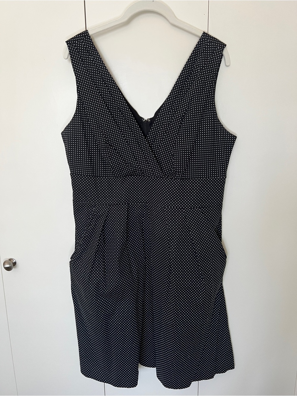 Sleeveless Black Polka Dot V‑Neck Dress